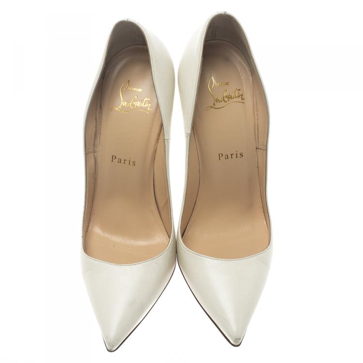 Pre Owned Christian Louboutin White Leather So Kate Pumps Size 37
