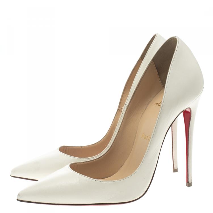 Pre Owned Christian Louboutin White Leather So Kate Pumps Size 37