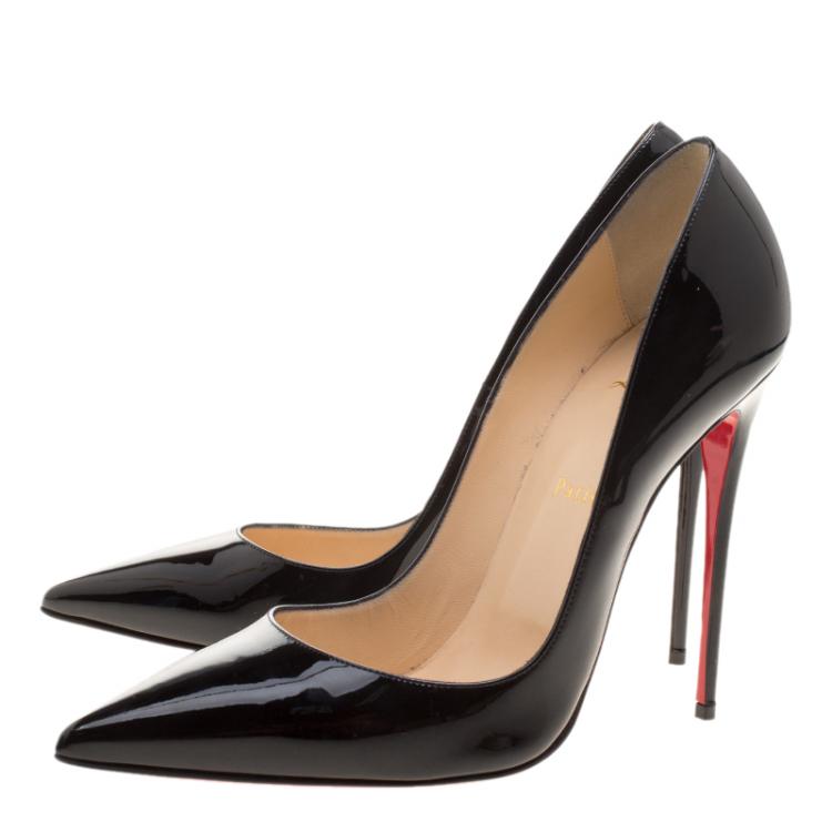 Pre Owned Christian Louboutin Black Patent Leather So Kate Pointed Toe Pumps Size 41