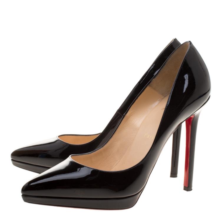 Pre Owned Christian Louboutin Black Patent Leather Pigalle Plato Pumps Size 38.5