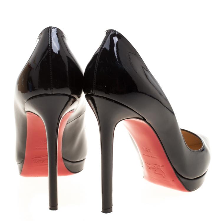 Pre Owned Christian Louboutin Black Patent Leather Pigalle Plato Pumps Size 38.5