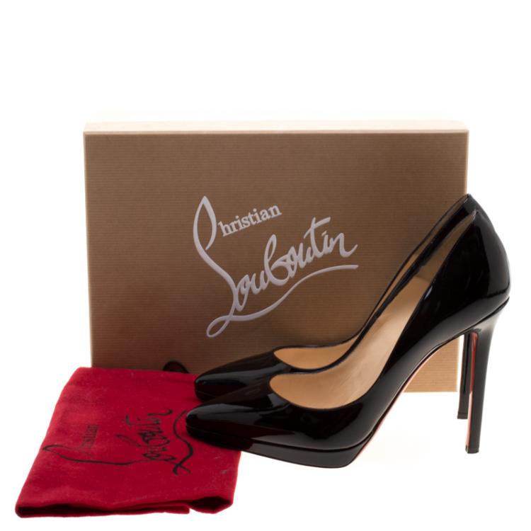 Pre Owned Christian Louboutin Black Patent Leather Pigalle Plato Pumps Size 38.5