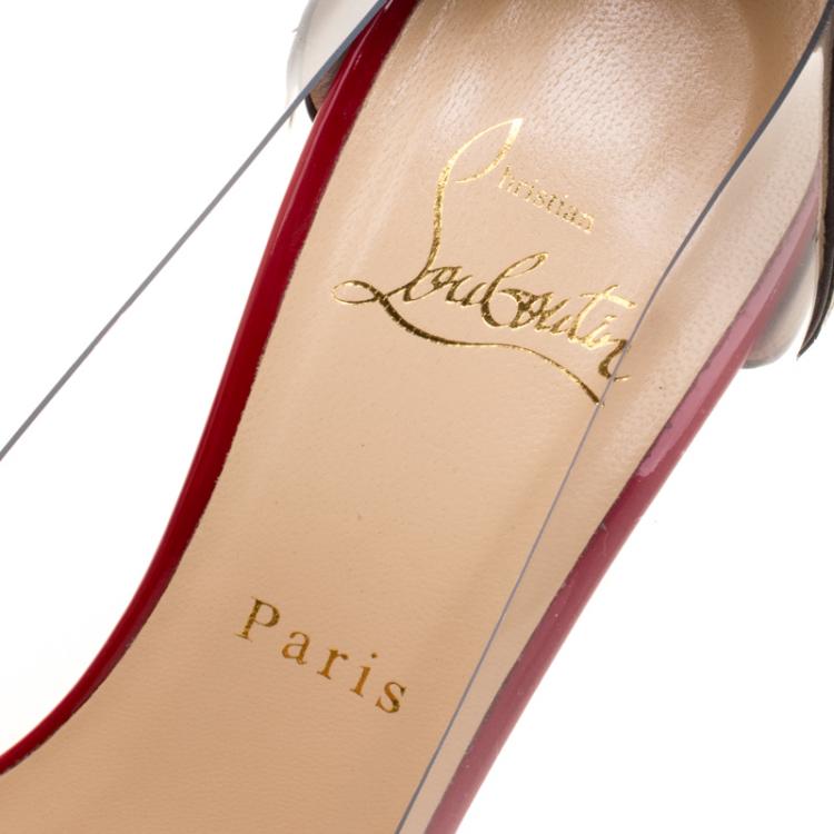 Pre Owned Christian Louboutin Multicolor Printed Python Leather and PVC Djalouzi Metal Cap Pointed Toe Pumps Size 39