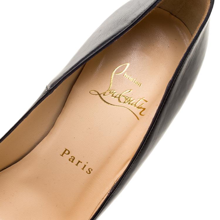 Pre Owned Christian Louboutin Black Leather Daffodile Platform Pumps Size 38