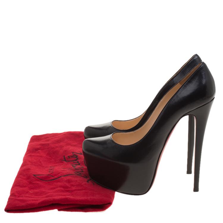 Pre Owned Christian Louboutin Black Leather Daffodile Platform Pumps Size 38