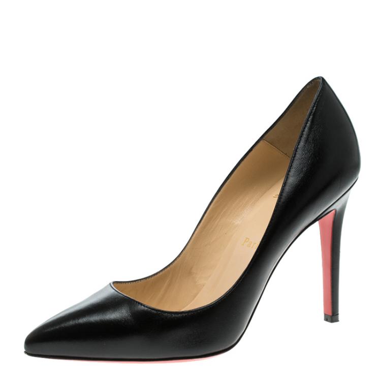 مملوكة مسبقًا Christian Louboutin Black Leather Pigalle Pointed Toe Pumps Size 37.5