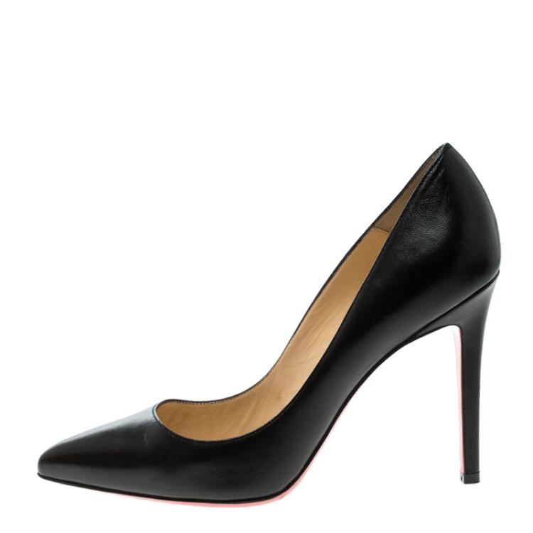 مملوكة مسبقًا Christian Louboutin Black Leather Pigalle Pointed Toe Pumps Size 37.5