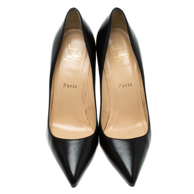 مملوكة مسبقًا Christian Louboutin Black Leather Pigalle Pointed Toe Pumps Size 37.5