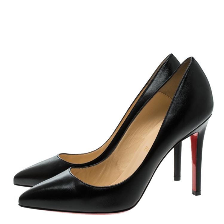 مملوكة مسبقًا Christian Louboutin Black Leather Pigalle Pointed Toe Pumps Size 37.5