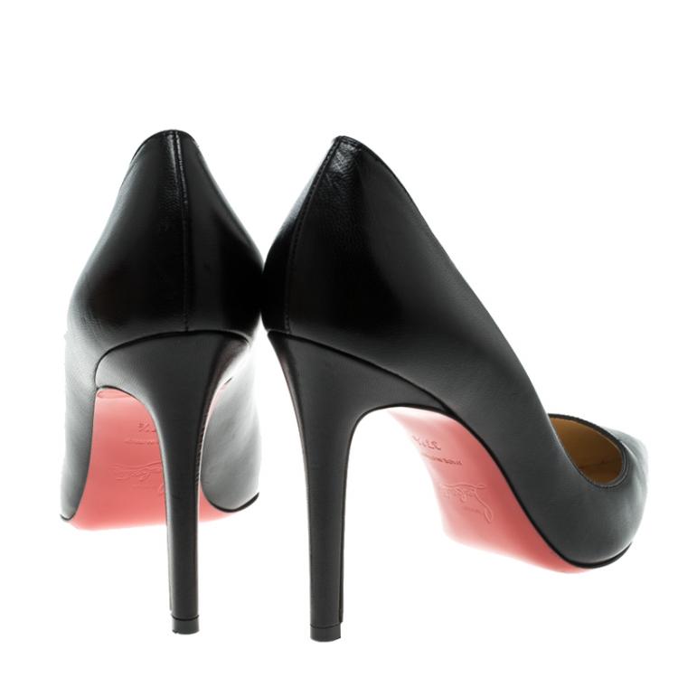 مملوكة مسبقًا Christian Louboutin Black Leather Pigalle Pointed Toe Pumps Size 37.5