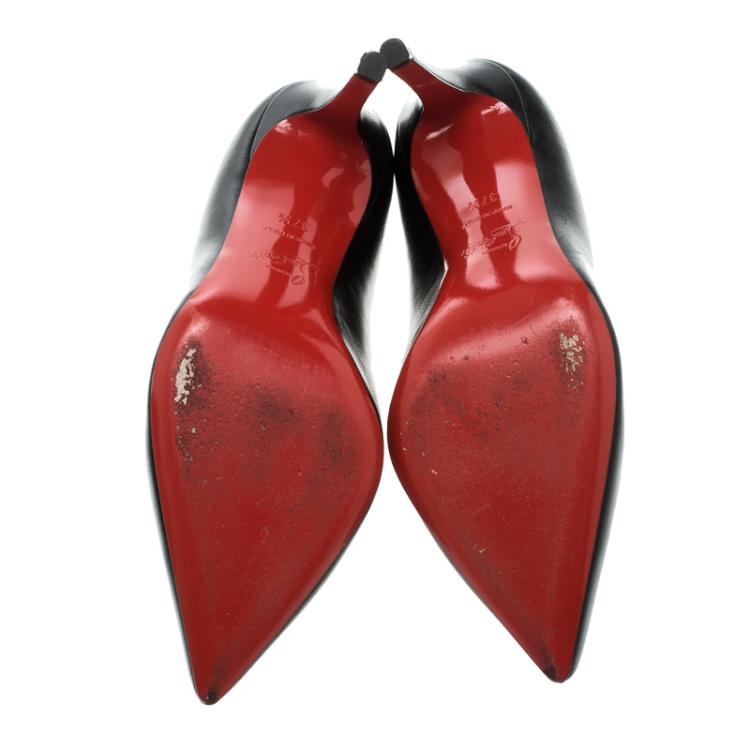 مملوكة مسبقًا Christian Louboutin Black Leather Pigalle Pointed Toe Pumps Size 37.5