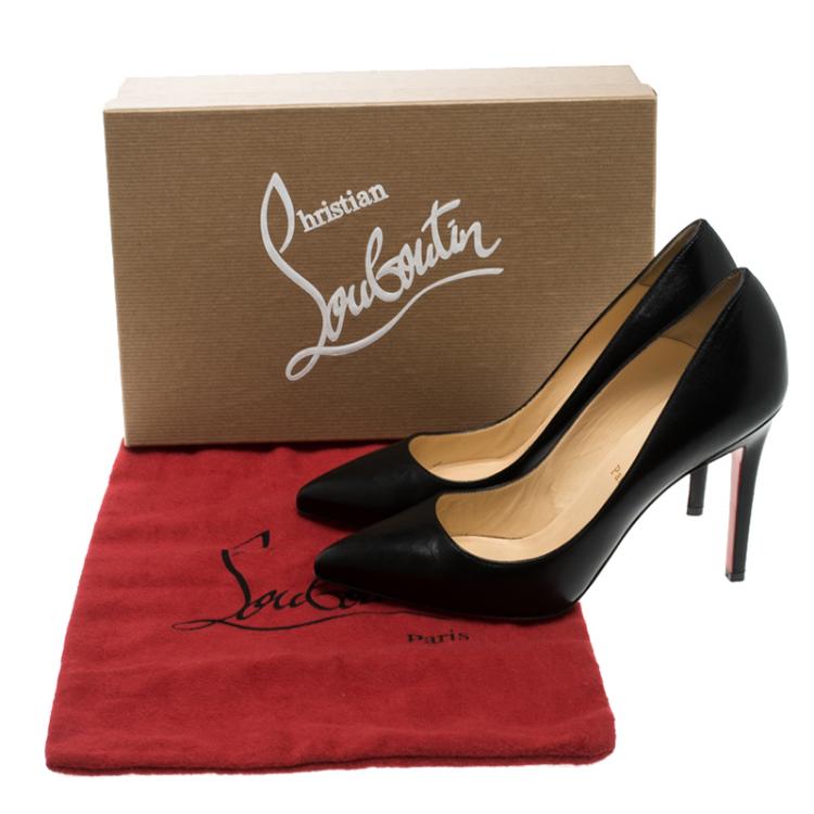 مملوكة مسبقًا Christian Louboutin Black Leather Pigalle Pointed Toe Pumps Size 37.5