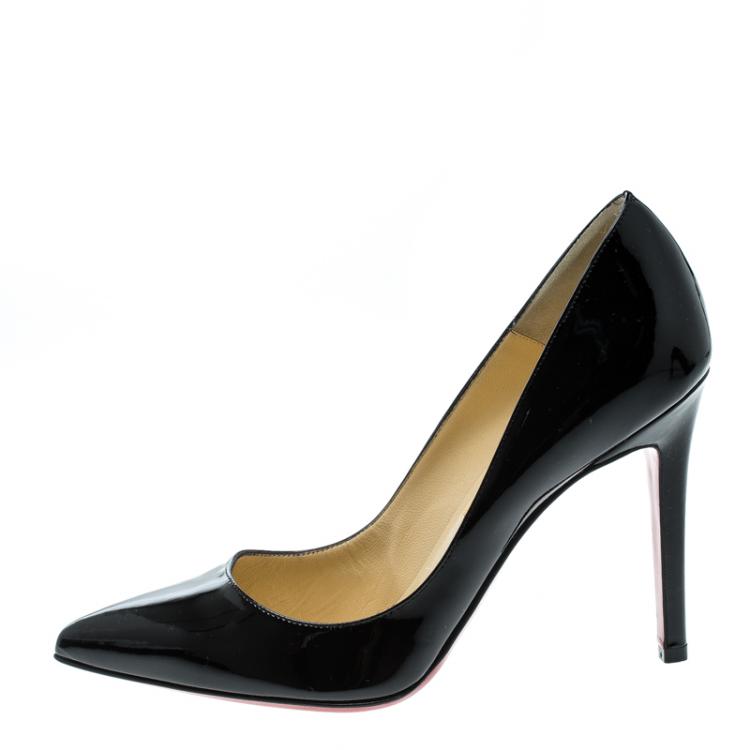 Pre Owned Christian Louboutin Black Patent Leather Pigalle Pumps Size 36.5