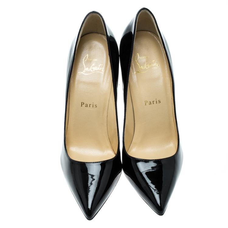 Pre Owned Christian Louboutin Black Patent Leather Pigalle Pumps Size 36.5