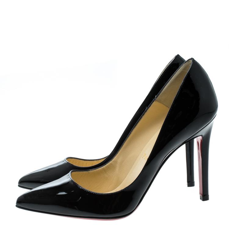 Pre Owned Christian Louboutin Black Patent Leather Pigalle Pumps Size 36.5