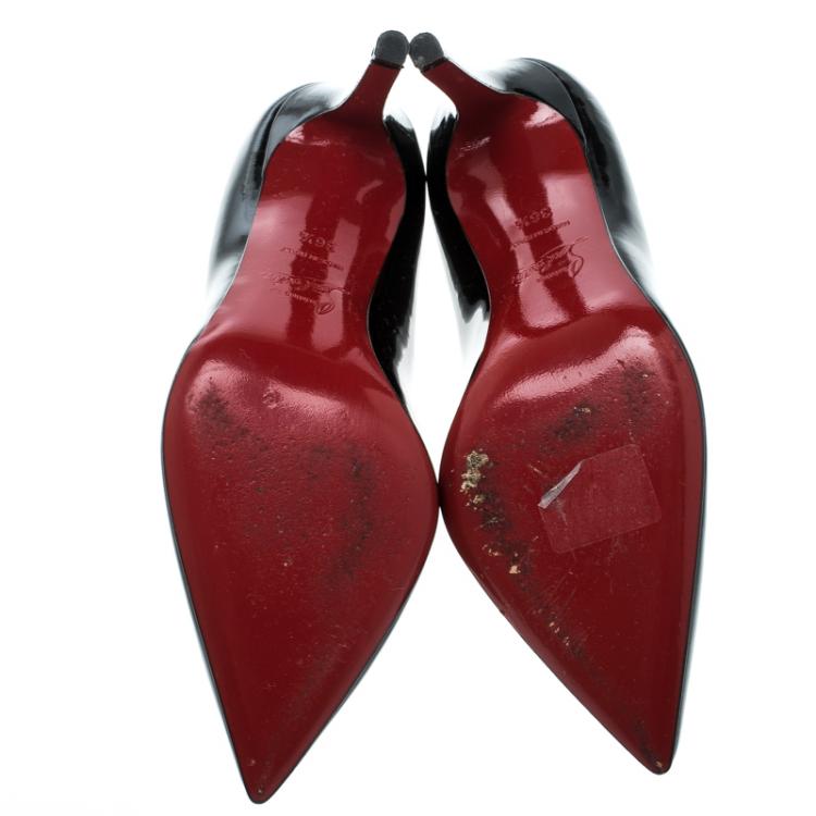 Pre Owned Christian Louboutin Black Patent Leather Pigalle Pumps Size 36.5