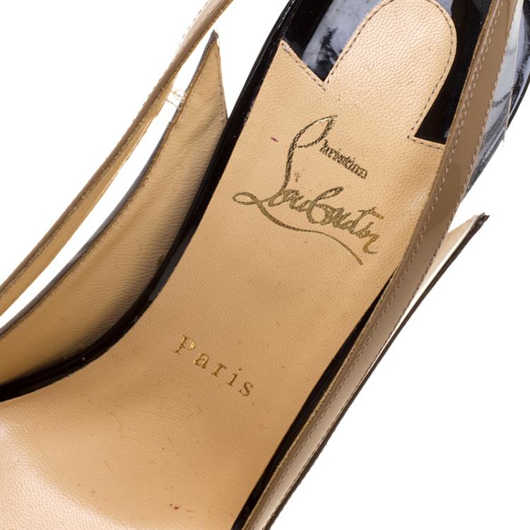 Pre Owned Christian Louboutin Multicolor Patent Leather and PVC Suspenodo Slingback Sandals Size 39