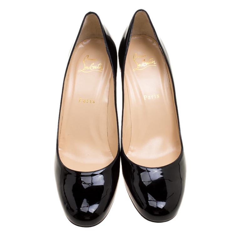 Pre Owned Christian Louboutin Black Patent Leather Fifi Pumps Size 39