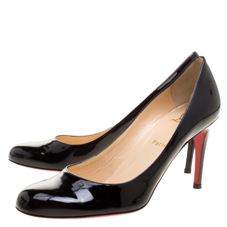 Pre Owned Christian Louboutin Black Patent Leather Fifi Pumps Size 39