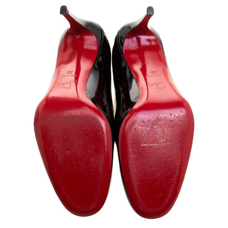 Pre Owned Christian Louboutin Black Patent Leather Fifi Pumps Size 39