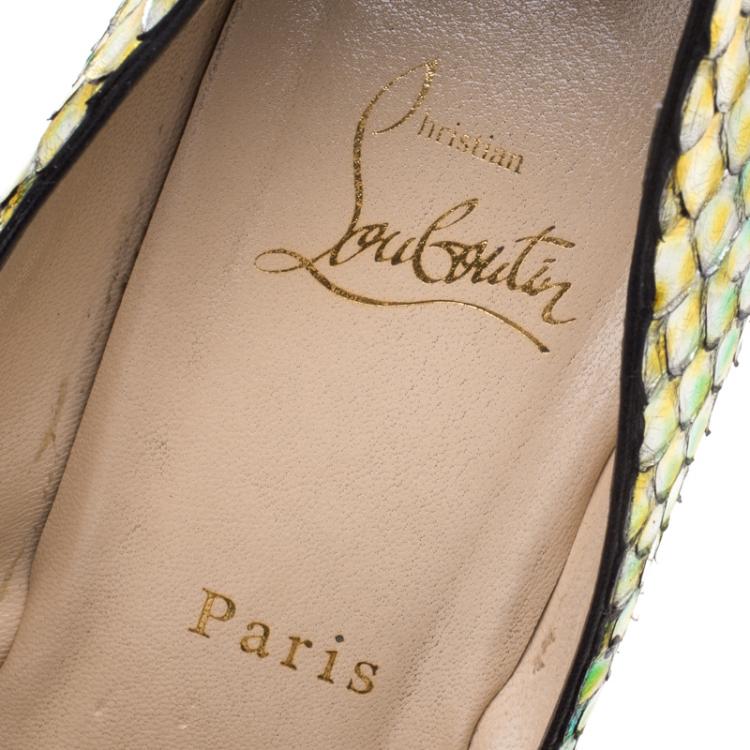 Pre Owned Christian Louboutin Multicolor Metallic Python Leather Pigalle Follies Aquarium Mimosa Pointed Toe Pumps Size 39