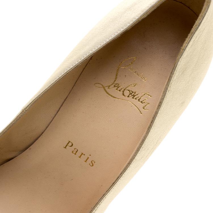 Pre Owned Christian Louboutin Metallic Gold Leather Ron Ron Pumps Size 38