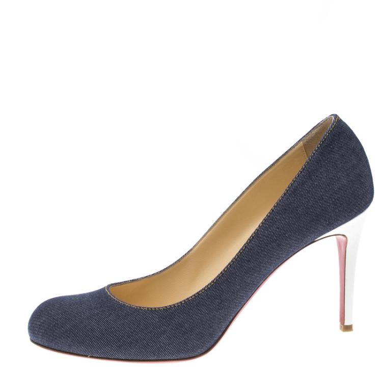 Pre Owned Christian Louboutin Blue Denim Simple Pumps Size 41