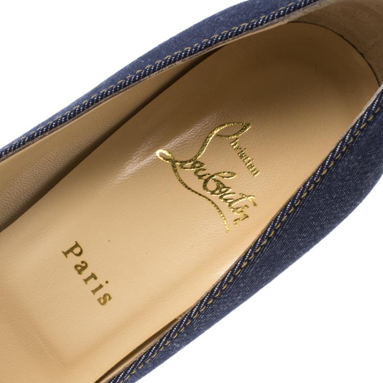 Pre Owned Christian Louboutin Blue Denim Simple Pumps Size 41