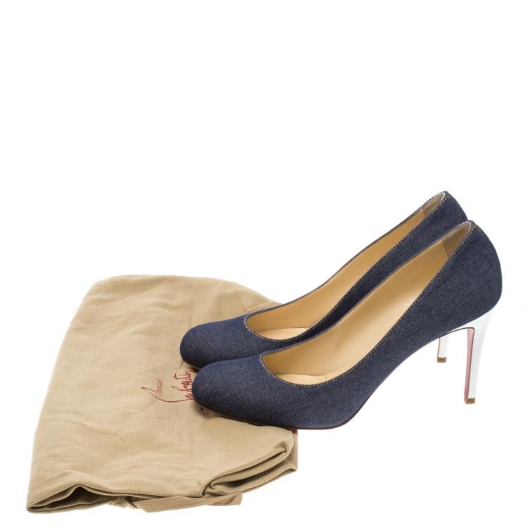 Pre Owned Christian Louboutin Blue Denim Simple Pumps Size 41