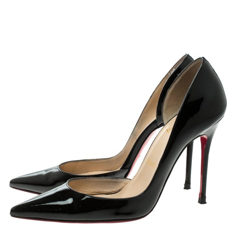 مملوكة مسبقًا Christian Louboutin Black Patent Leather Iriza D'orsay Pumps Size 37.5