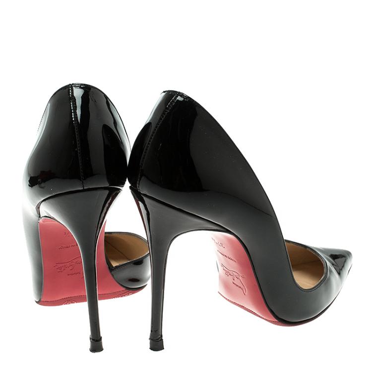 مملوكة مسبقًا Christian Louboutin Black Patent Leather Iriza D'orsay Pumps Size 37.5