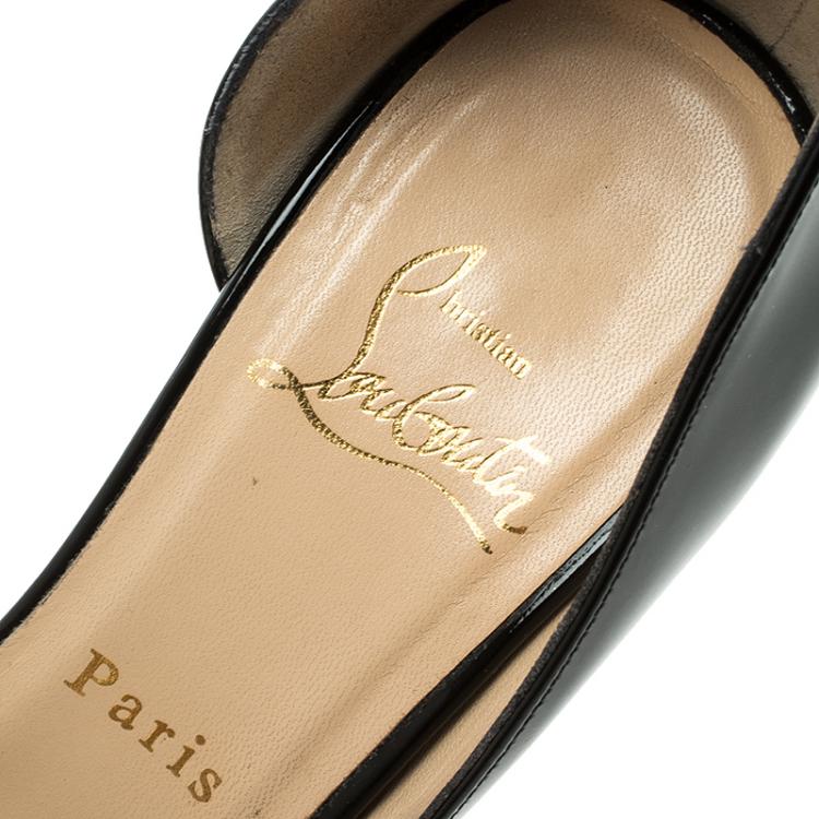 مملوكة مسبقًا Christian Louboutin Black Patent Leather Iriza D'orsay Pumps Size 37.5