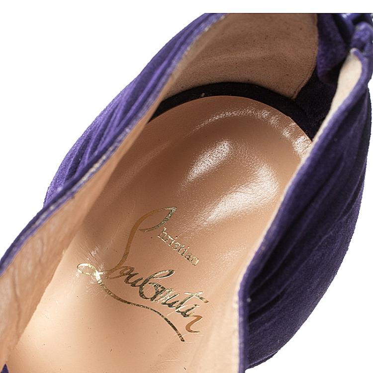 Pre Owned Christian Louboutin Purple Suede Bandra Platform Sandals Size 42