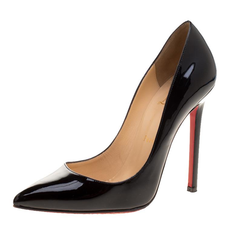 Pre Owned Christian Louboutin Black Patent Leather Pigalle Pointed Toe Pumps Size 38