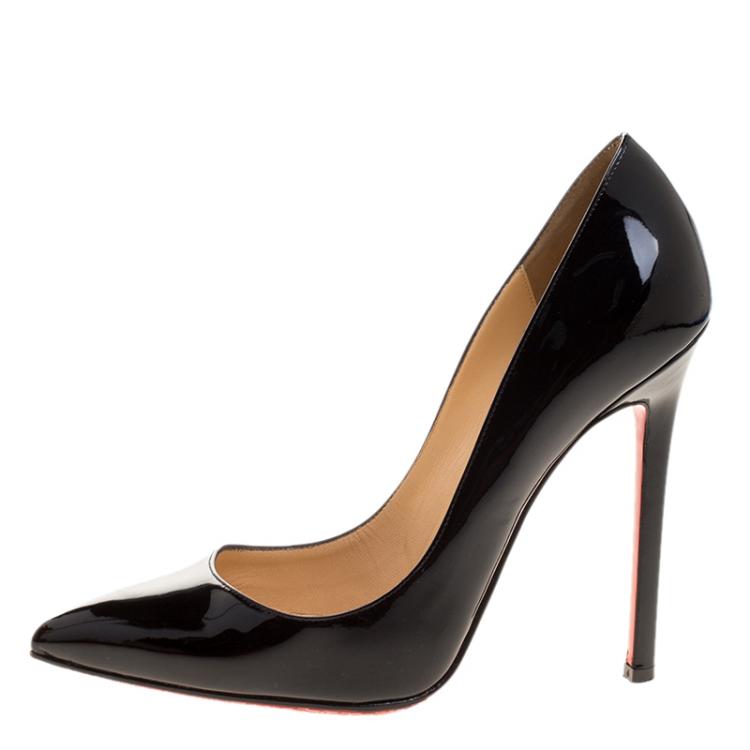 Pre Owned Christian Louboutin Black Patent Leather Pigalle Pointed Toe Pumps Size 38