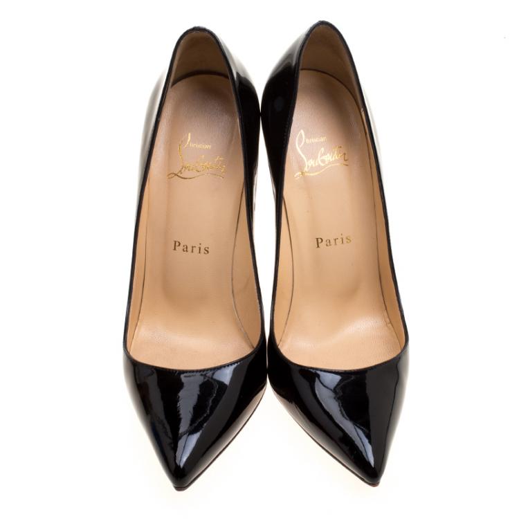 Pre Owned Christian Louboutin Black Patent Leather Pigalle Pointed Toe Pumps Size 38