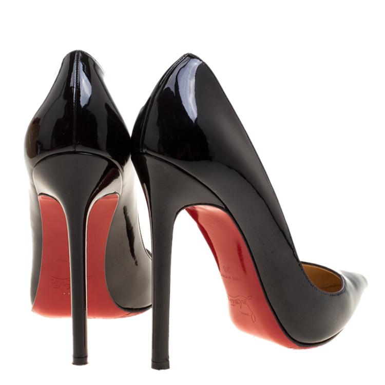 Pre Owned Christian Louboutin Black Patent Leather Pigalle Pointed Toe Pumps Size 38