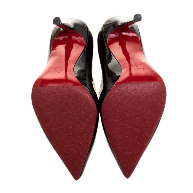 Pre Owned Christian Louboutin Black Patent Leather Pigalle Pointed Toe Pumps Size 38