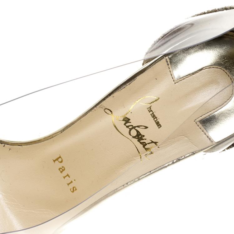 Pre Owned Christian Louboutin Metallic Animal Print Lamè and PVC New Debout Pointed Toe Pumps Size 37