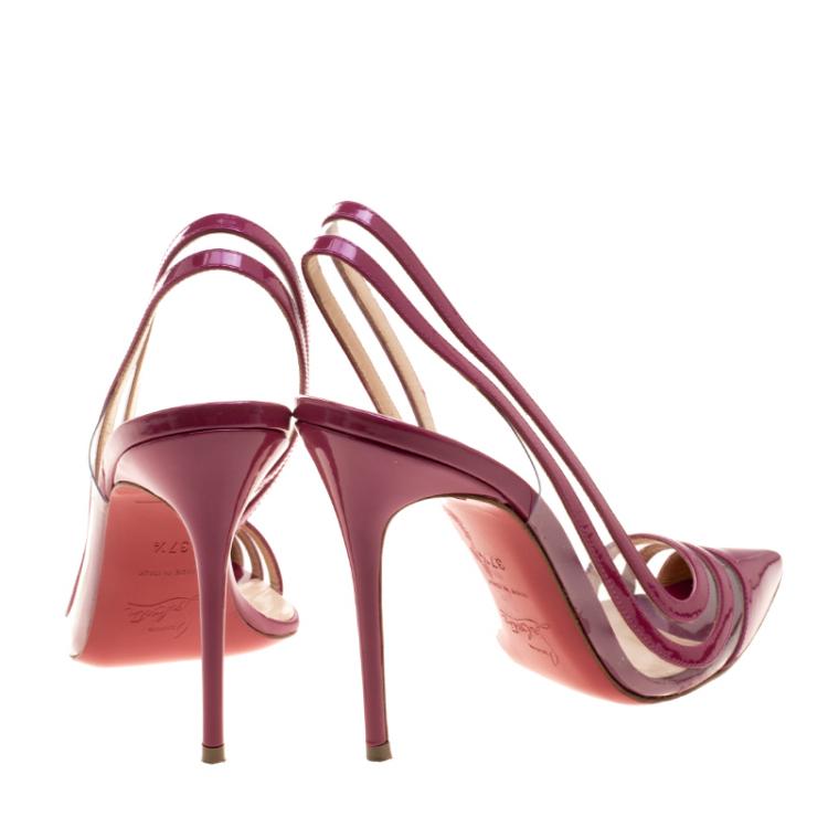 Pre Owned Christian Louboutin Fuchsia Patent Leather and PVC Paralili Pumps Size 37.5