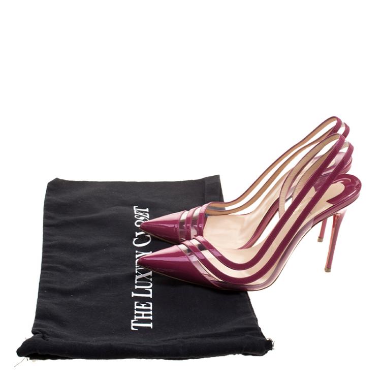 Pre Owned Christian Louboutin Fuchsia Patent Leather and PVC Paralili Pumps Size 37.5