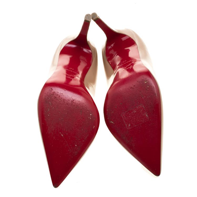 مملوكة مسبقًا Christian Louboutin Beige Patent Leather Pigalle Pointed Toe Pumps Size 40