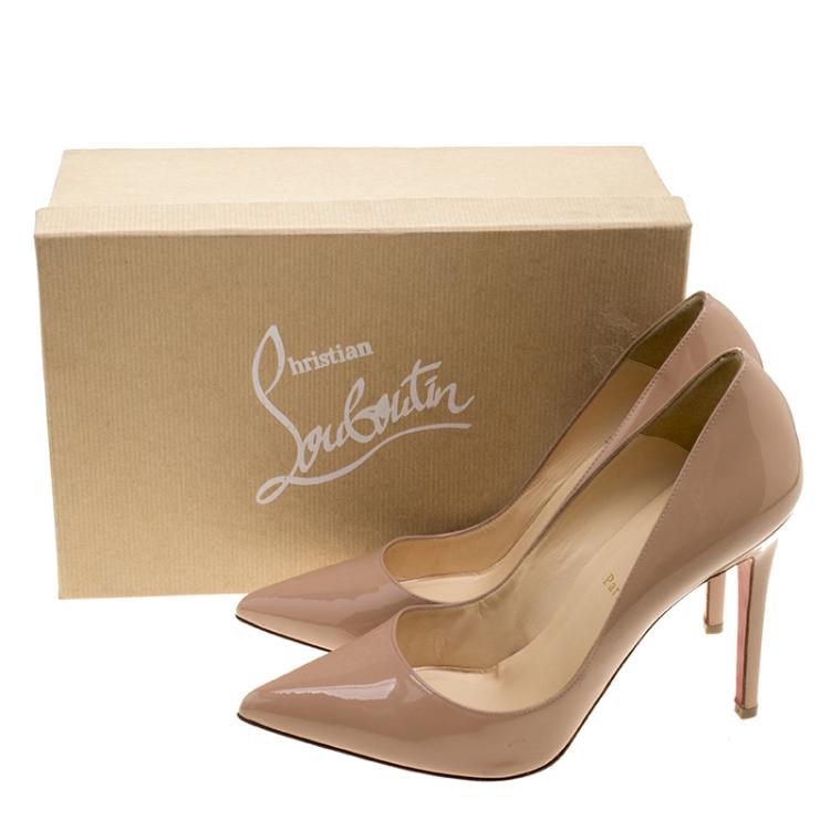 مملوكة مسبقًا Christian Louboutin Beige Patent Leather Pigalle Pointed Toe Pumps Size 40