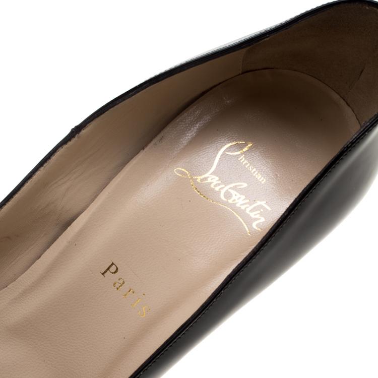 Pre Owned Christian Louboutin Black Patent Lady Peep Toe Platform Pumps Size 41