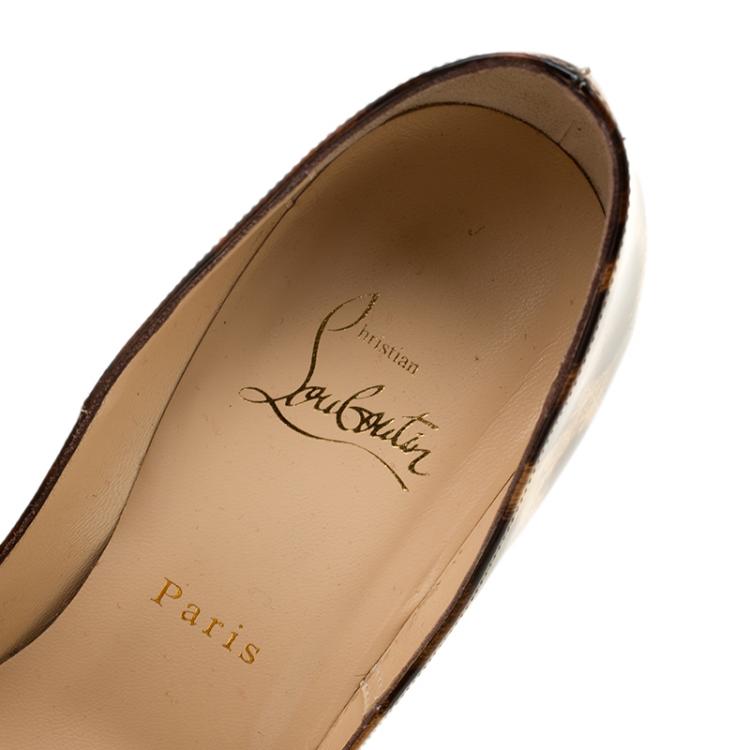 مملوكة مسبقًا Christian Louboutin Beige Leopard Print Patent Leather So Kate Pumps Size 38