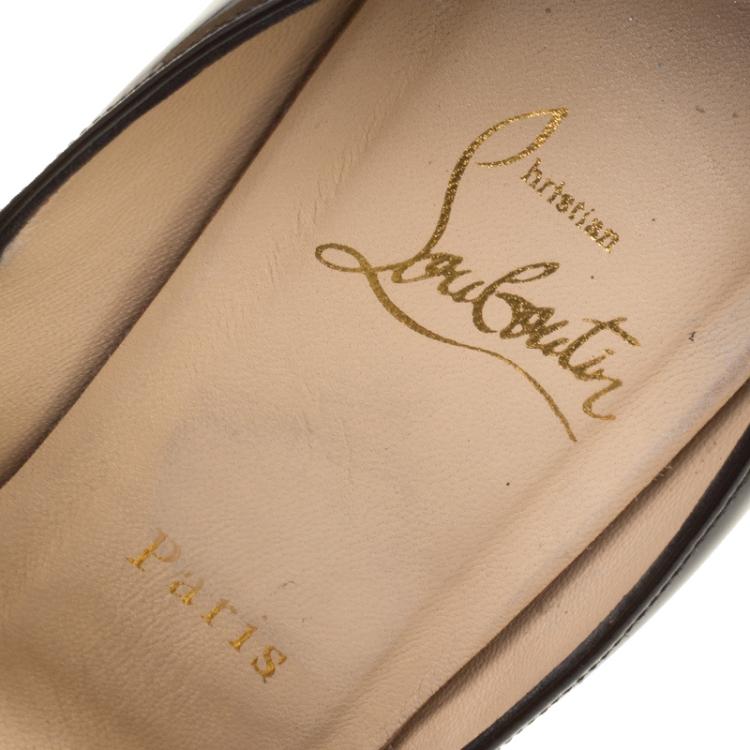 Pre Owned Christian Louboutin Black Patent Leather Lady Peep Toe Platform Pumps Size 39