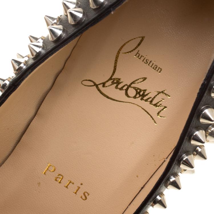 Pre Owned Christian Louboutin Black Leather Pigalle Spikes Pumps Size 37