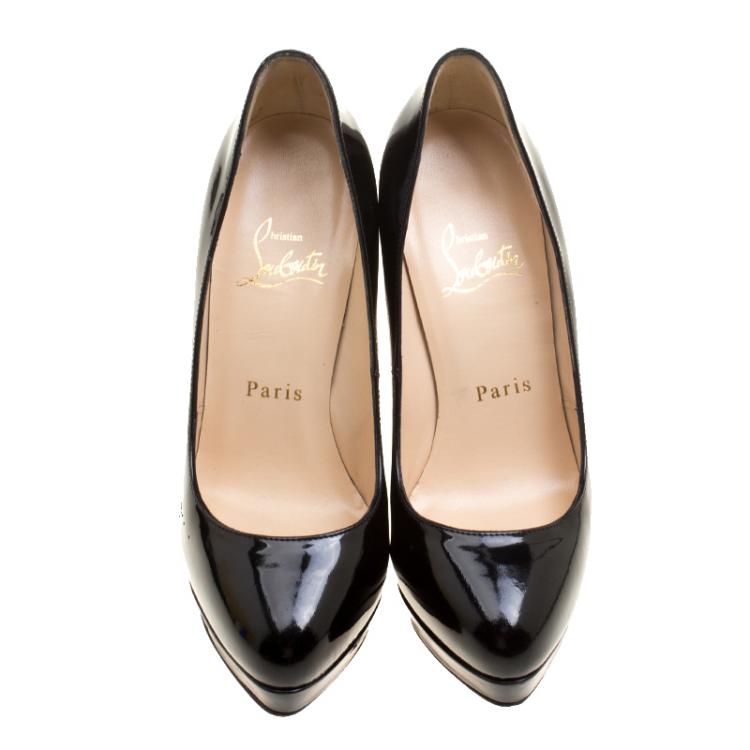 Pre Owned Christian Louboutin Black Patent Platform Pumps Size 35