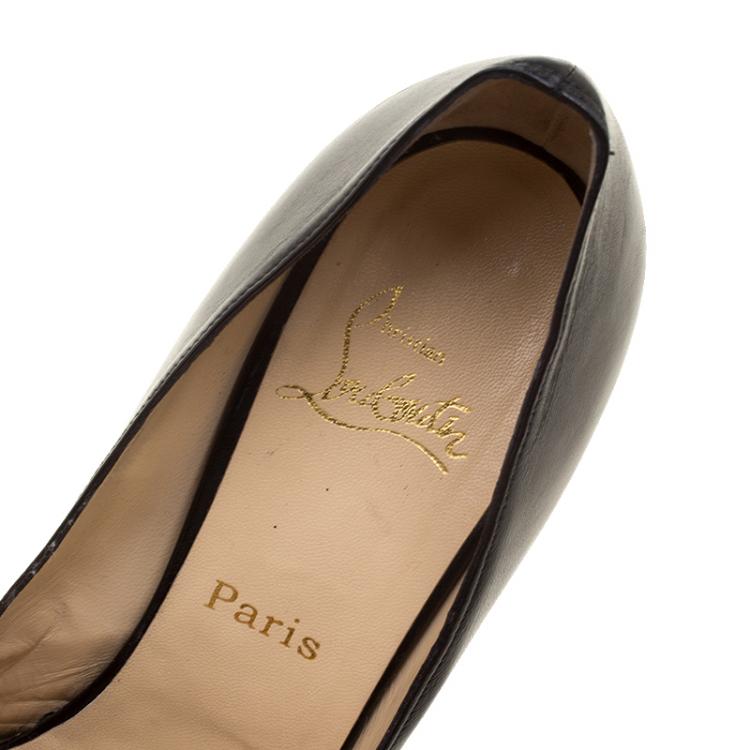 Pre Owned Christian Louboutin Black Leather Lady Gres Peep Toe Platform Pumps Size 42