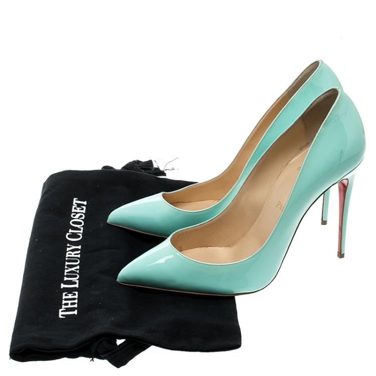 Pre Owned Christian Louboutin Mint Green Patent Leather Pigalle Pointed Toe Pumps Size 41
